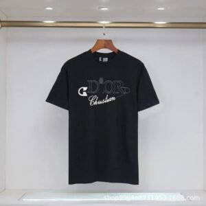 Dior Embroidered Casual Style Black Short-sleeve T-shirt
