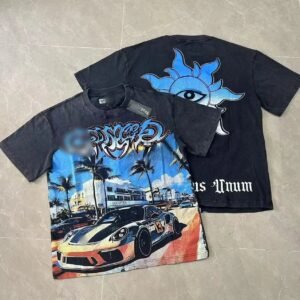 GODSPEED Racing Print Street Style Black Short Sleeve T-shirt