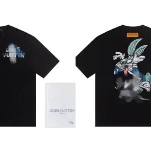 Louis Vuitton Trendy Style Cartoon Print Black T-Shirt