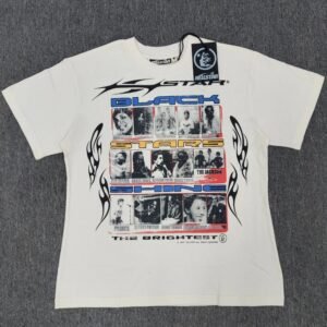 Hellstar Black Star Vintage Off-white Short Sleeve T-Shirt