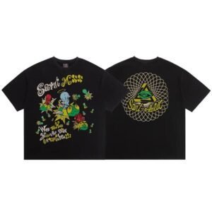 SAINT Cartoon Graffiti Street Style Black T-Shirt