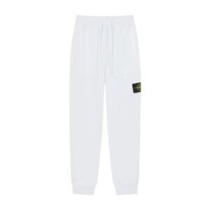 StoneIsland Badge Workwear Style White Sweatpants