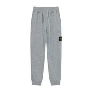 Stone Island Compass Logo Casual Light Grey Cuffed Sweatpants