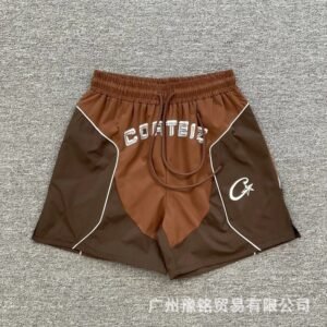 Corteiz Street Style Brown Color-block Sports Shorts