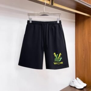 Louis Vuitton Cartoon Print Casual Style Black Shorts