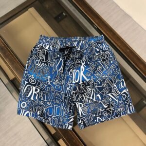 Dior Graffiti All Over Print Cool Trendy Style Blue Shorts