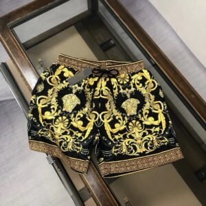 Versace Medusa Baroque Style Black and Gold Shorts