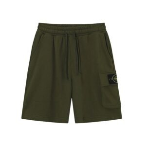 Stone Island Classic Workwear Style Army Green Casual Shorts