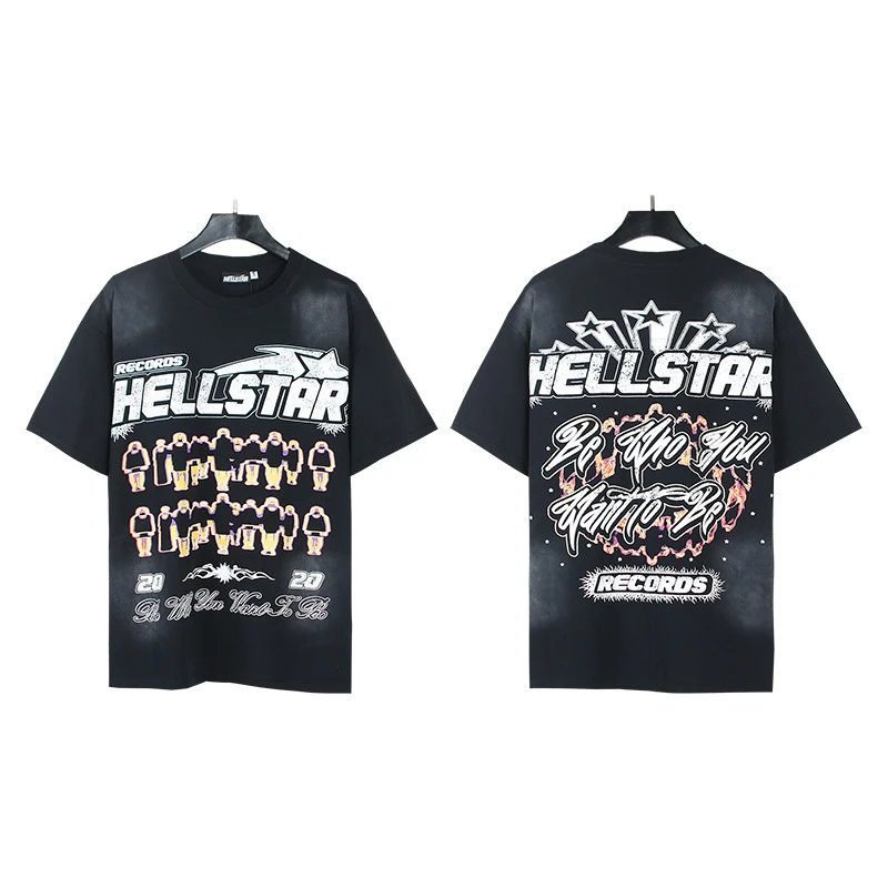 Hellstar Records American Street Style Black T-Shirt