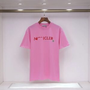 Moncler Embroidered Casual-style Pink T-Shirt
