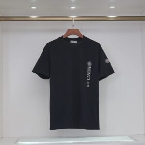 Moncler Letter Print Minimalist Style Black T-Shirt