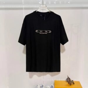 Louis Vuitton Letter Print Casual Style Black T-Shirt