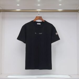 Moncler Letter Print Minimalist Style Black T-Shirt