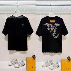 Louis Vuitton Jacquard Vintage-style Black Short-sleeve T-shirt
