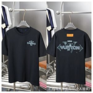 Louis Vuitton Letter Print Streetwear Style Black T-Shirt