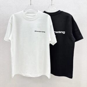 Alexander Wang Minimalist Letter Style Black and White Short Sleeve T-Shirt