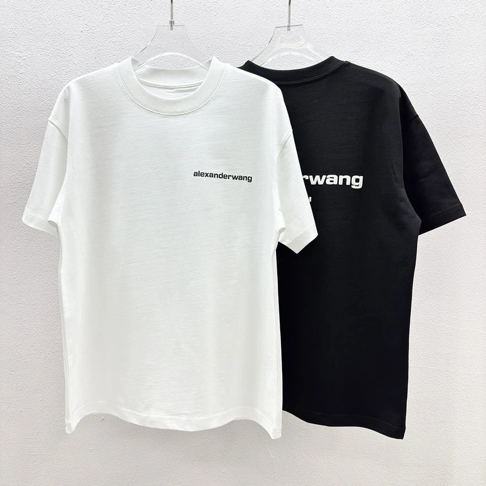 Alexander Wang Minimalist Letter Style Black and White Short Sleeve T-Shirt