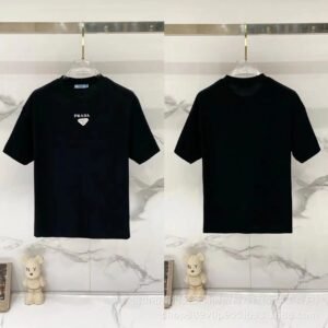 Prada Triangle Logo Minimalist Style Black Short-sleeve T-shirt