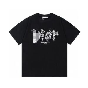 Dior Cool & Trendy Style Printed Black Short-sleeve T-shirt