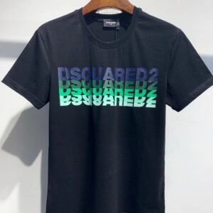 DSQUARED2 Trendy Black Short-sleeve T-shirt with Gradient Letters
