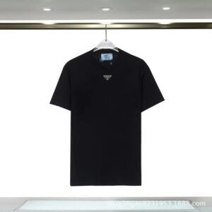 Prada Triangular Logo Minimalist Style Black Short-sleeve T-shirt