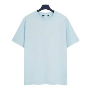 Louis Vuitton Embroidered Minimalist Style Light Blue Short-sleeve T-shirt