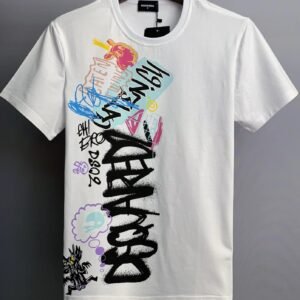 DSQ Graffiti Street Style White Short-sleeve T-shirt