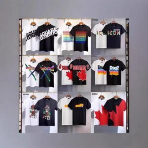 DSQ2 ICON Street Style Black and White Short-sleeve T-shirt