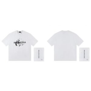 Balenciaga Graffiti Print Street Style White T-Shirt