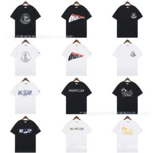 Moncler Logo Printed Trendy Black & White Short-Sleeve T-Shirt
