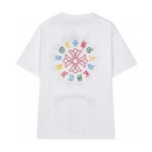 Chrome Hearts Colorful Embroidered Street Style White T-Shirt