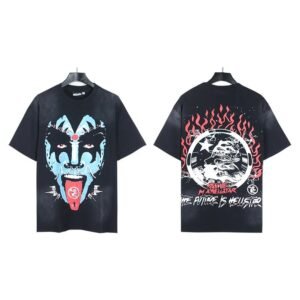 Hellstar Grimace Print Street Style Black Short-sleeve T-shirt
