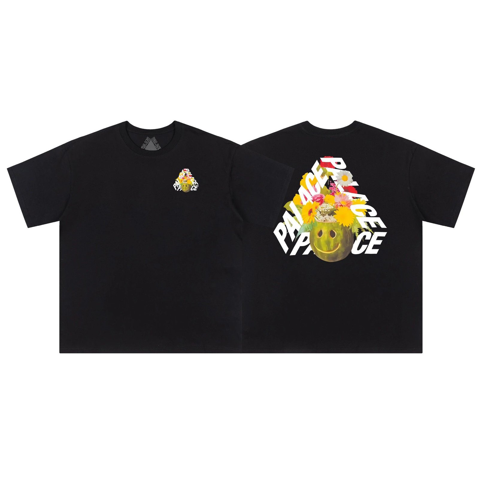 Palace Triangle Floral Street Style Black T-Shirt