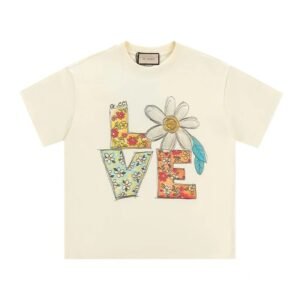 Gucci LOVE Floral Casual Off-white Short-sleeve T-shirt