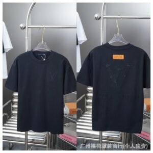 Louis Vuitton Big V Embroidered Casual Black T-Shirt