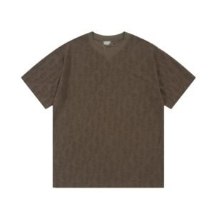 Dior Oblique Subtle Pattern Casual Brown T-Shirt