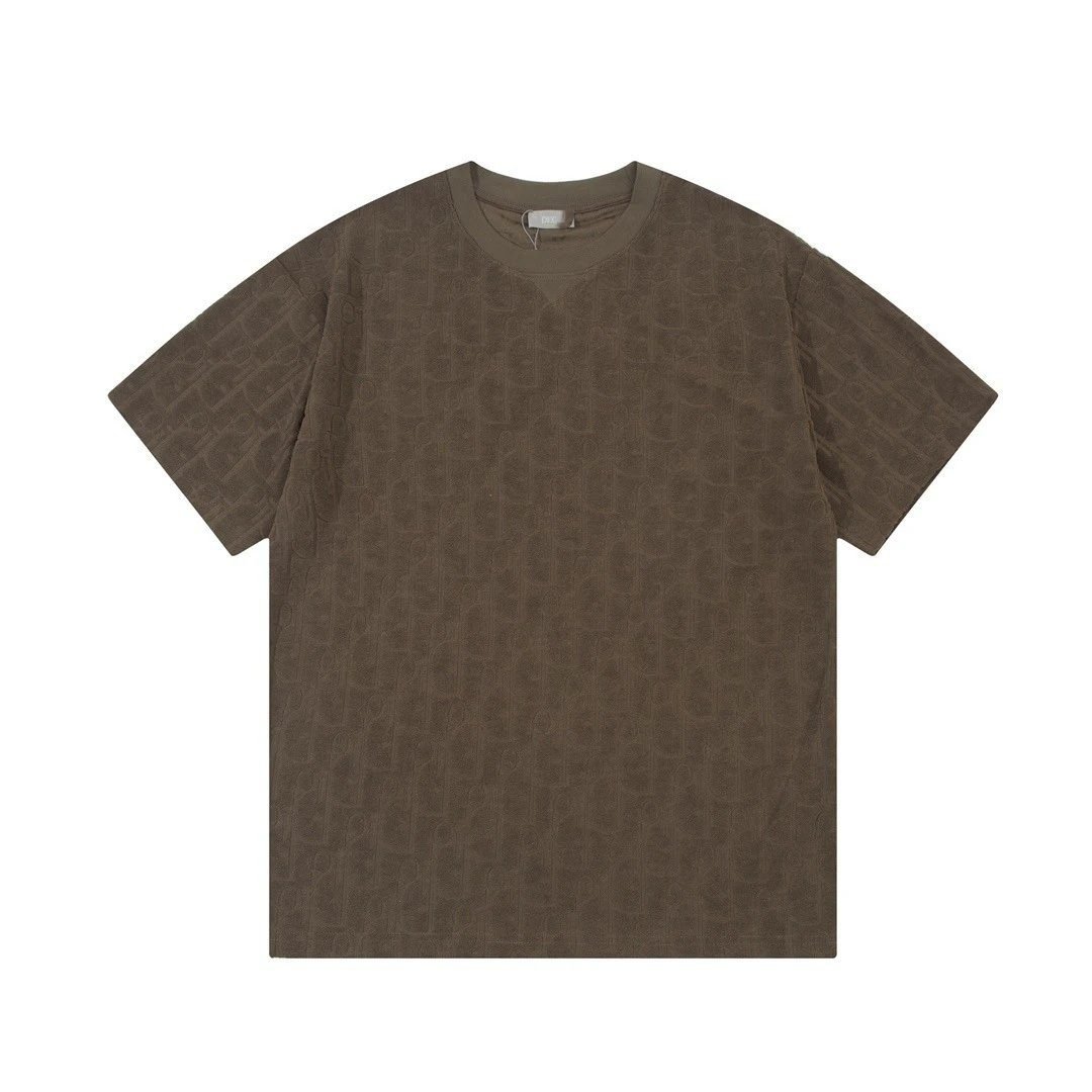 Dior Oblique Subtle Pattern Casual Brown T-Shirt