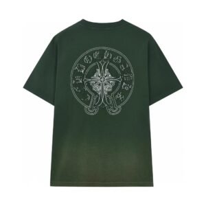 Chrome Hearts Cross-Embroidered Vintage Dark Green Short-Sleeve T-Shirt