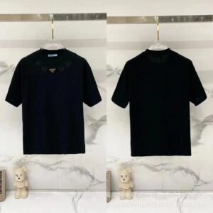 Prada Triangle Logo Minimalist Style Black Short-sleeve T-shirt