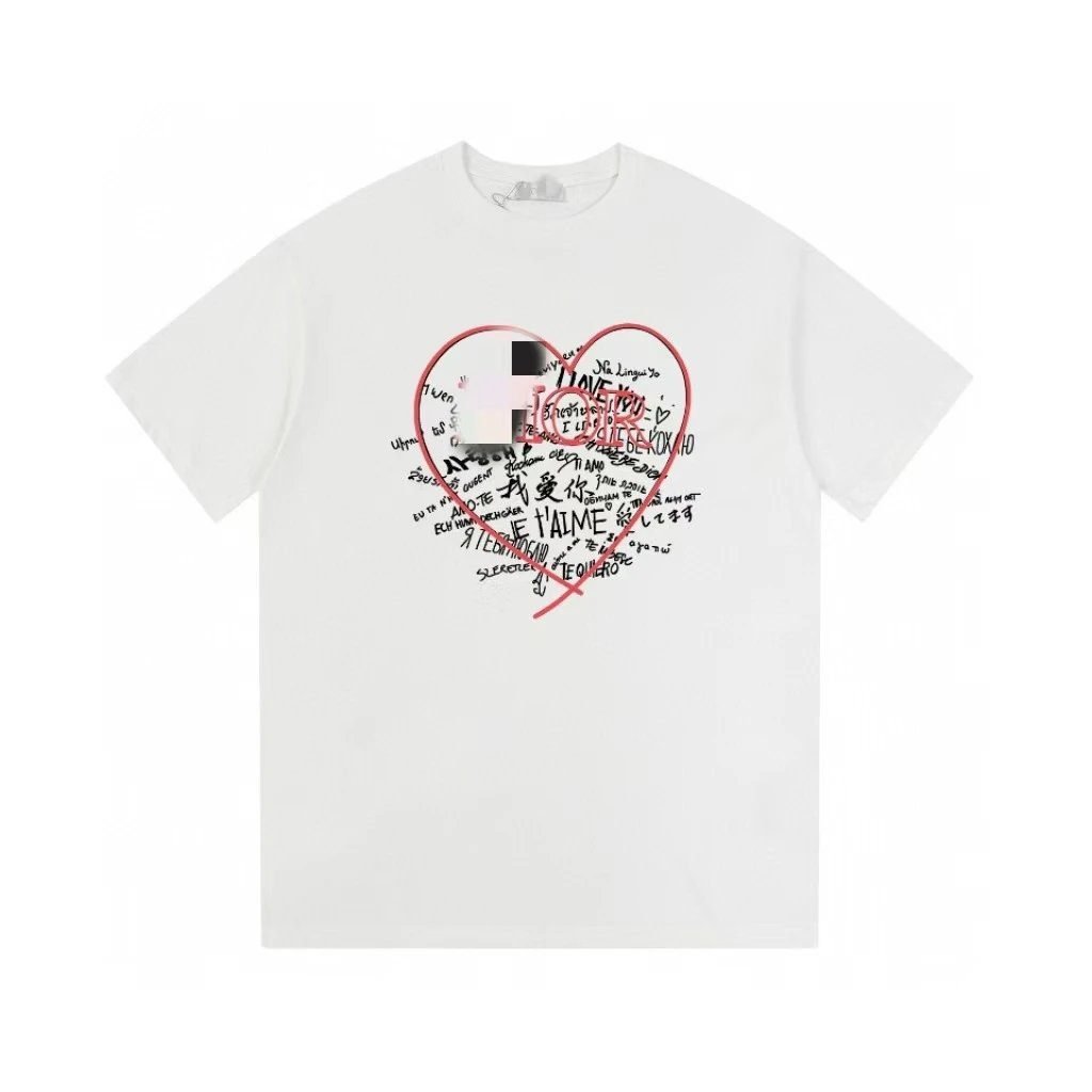 Dior Heart Graffiti Trendy Style White T-Shirt