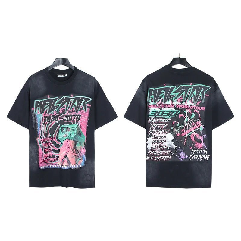 Hellstar World Tour Street Style Black T-Shirt
