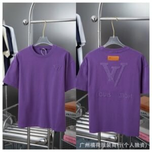 Louis Vuitton Embroidered Trendy Purple Short-sleeve T-shirt