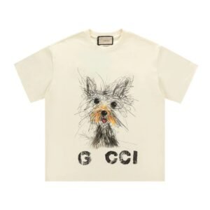 Gucci Puppy Graffiti Casual Style Off-white T-Shirt