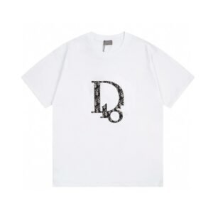 Dior Monogram Light Luxury Style White Short-sleeved T-shirt