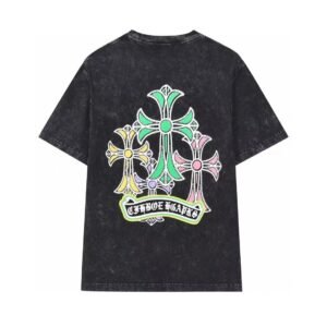 Chrome Hearts Colorful Cross Vintage Distressed Black T-Shirt