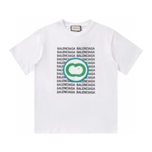 Balenciaga All-over Print Trendy Style White T-Shirt