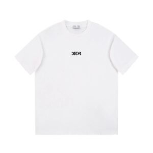 Dior Minimalist Style Embroidered Logo White Short-sleeved T-shirt