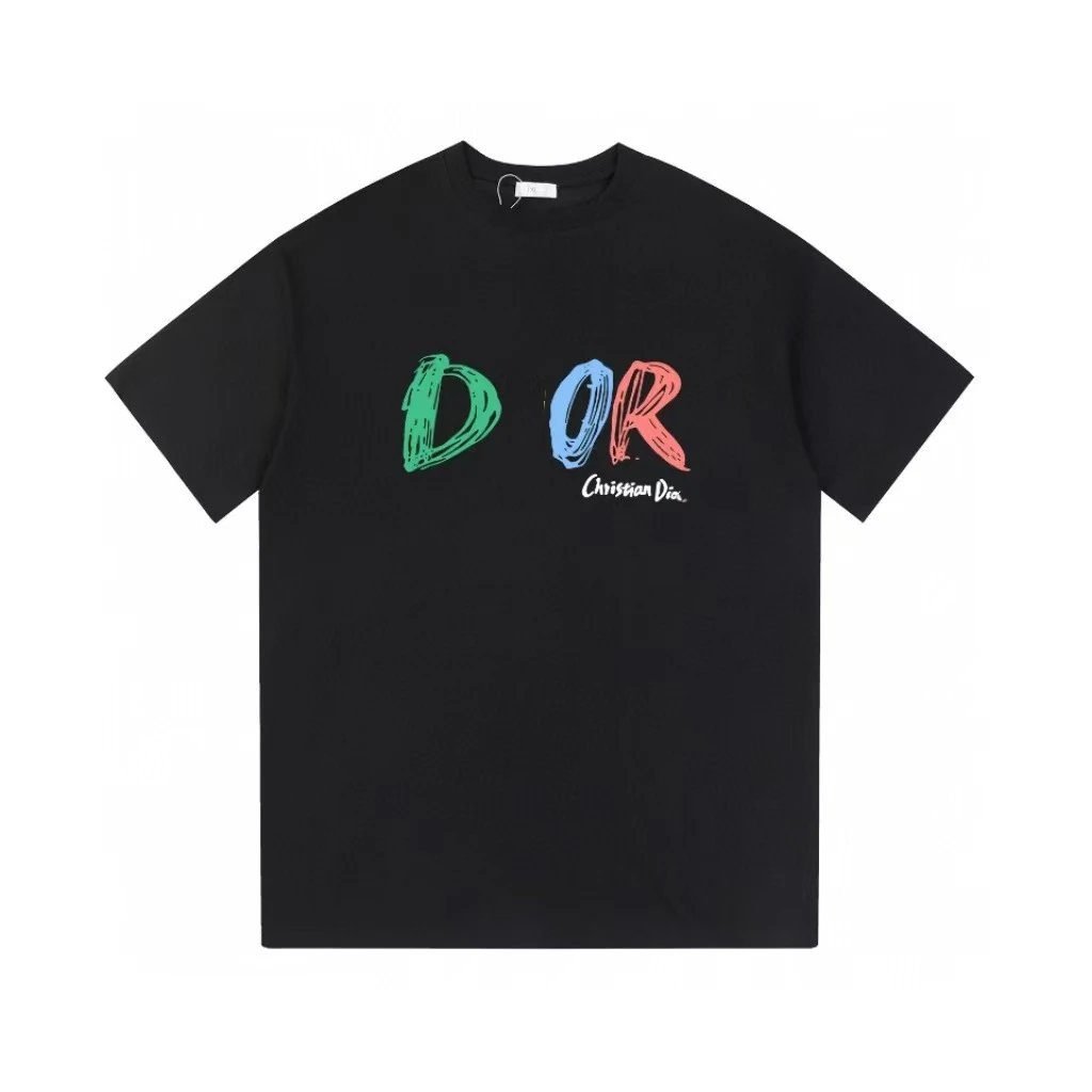 Dior Graffiti Collection Edgy Trendy Style Black Short-sleeve T-shirt