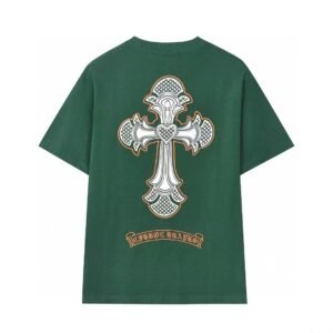 Chrome Hearts Cross Street Style Dark Green Short Sleeve T-Shirt