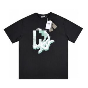 Dior Graffiti Cool & Trendy Style Black Short-sleeve T-shirt